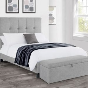 sorrento light grey bed blanket box roomset